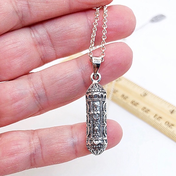 COPY - Ornate Mezuzah Sterling Silver on Rolo Chain, Unisex, NEW, 15”-33”, Gift… - Picture 2 of 8